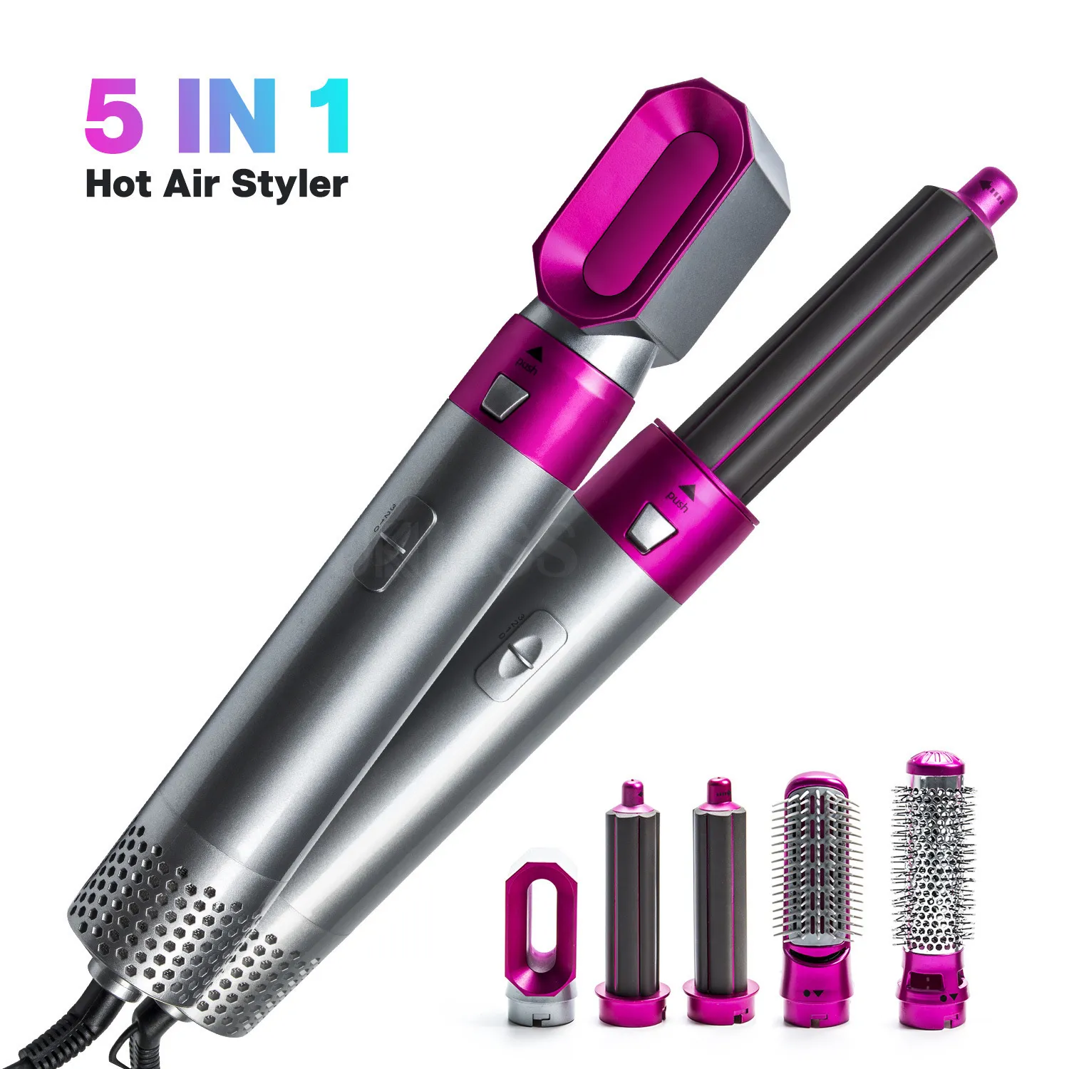 5-in-1 hair dryer curler curly straight and dual-use styling comb hair dryer