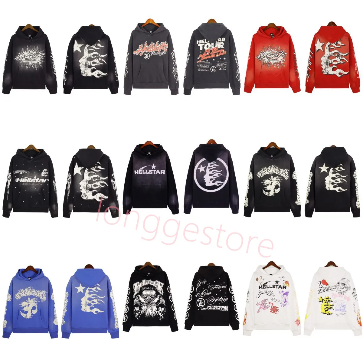 Designer Hoodies Hellstar Hoodie Vintage Sweatshirts Portret High Street Tide Hip Hop Verdikte Athleisure Handgeschilderde Zakken Dames Truien Dikke Hoodys 5A