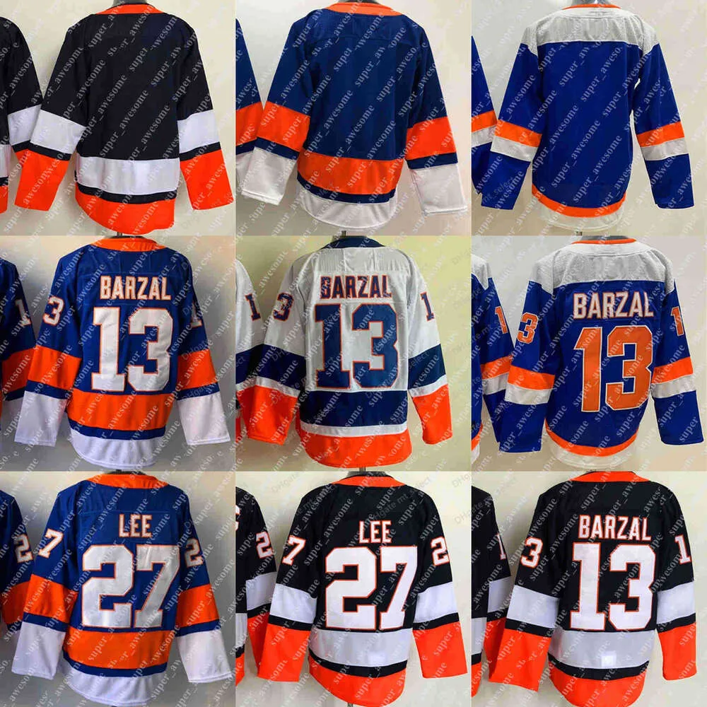 13 Mathew Barzal Jersey 27 Anders Lee hockey''nHl'' Jerseys Royal White BLANK Stitched