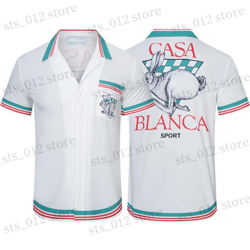 Camisas casuais masculinas Casablanc-S 22SS Sport Knit Rabbit Silk mens.