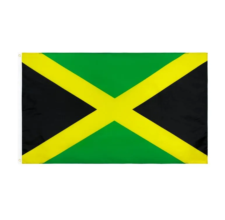 Drapeau national de la Jamaïque pour la décoration, vente au détail directe en usine, bannière en polyester entière de 3x5 pieds 90x150cm, utilisation intérieure et extérieure 3682747