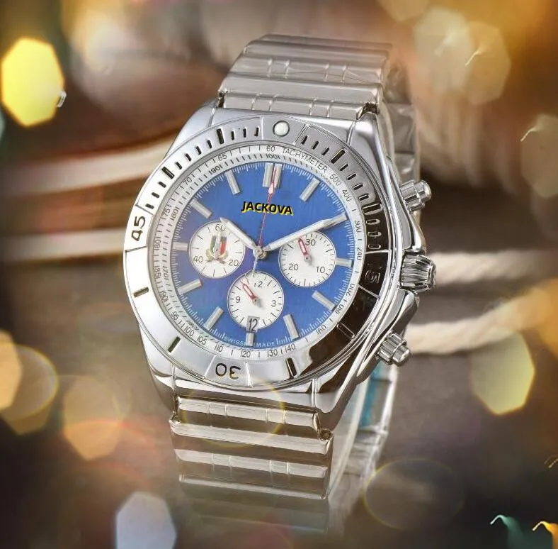 Relojes funcionales completos para hombre super grandes de alto grado Movimiento de cuarzo Reloj de tiempo masculino Reloj Banda de acero inoxidable