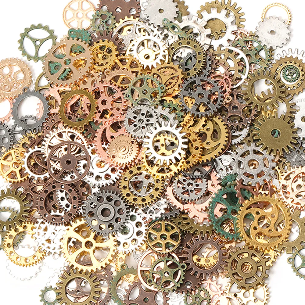 50g 100g Mixed Steampunk Gears Cogs Charms Pendant DIY Antique Metal Beads for Bracelets Crafts Jewelry Making Components Jewelry MakingJewelry Findings