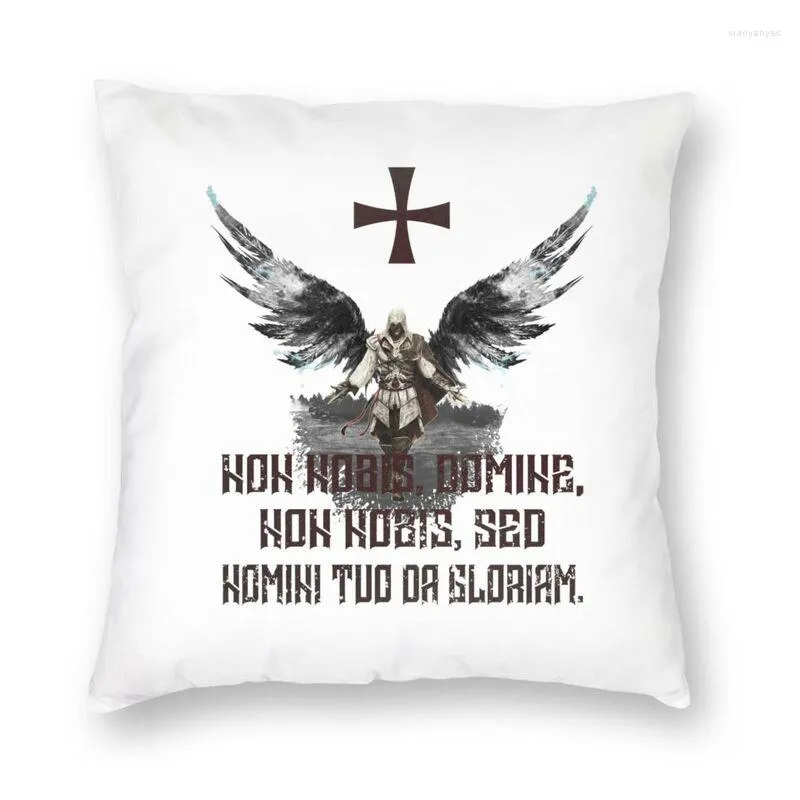 Kudde Templar Medieval Warrior Sofa Cover Home Decoration Print Knights Cross Throw Case Double-Sided