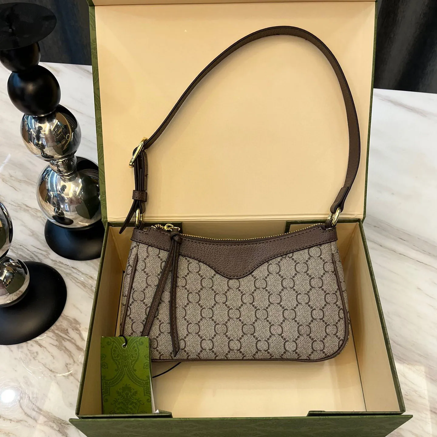 Luxury Designer Ophidia Crescent Shoulder Bag Genuine Leather Hobo ...