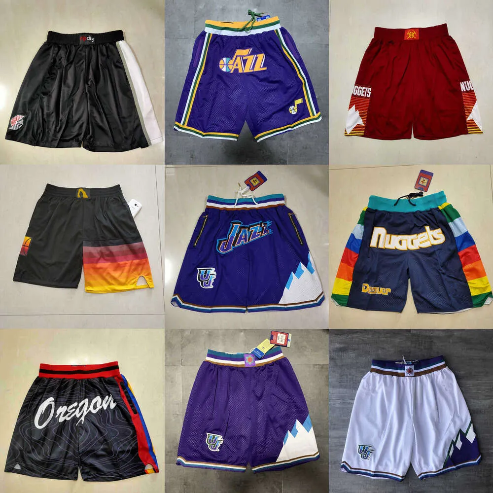 Denver''Nuggets''men Utah''Jazz''men Portland''Trail Blazers''men Throwback Basketball Shorts bolsillo