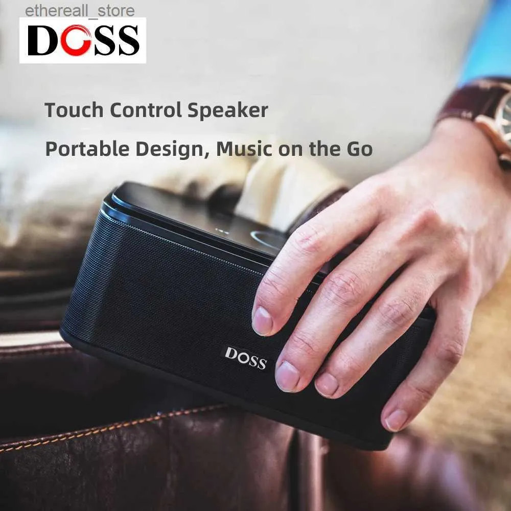 Динамики для сотовых телефонов DOSS Портативный Bluetooth-динамик SoundBox 12 Вт HD Стерео басовый звуковой ящик с сенсорным управлением IPX5 Водонепроницаемые компьютерные беспроводные колонки Q231117