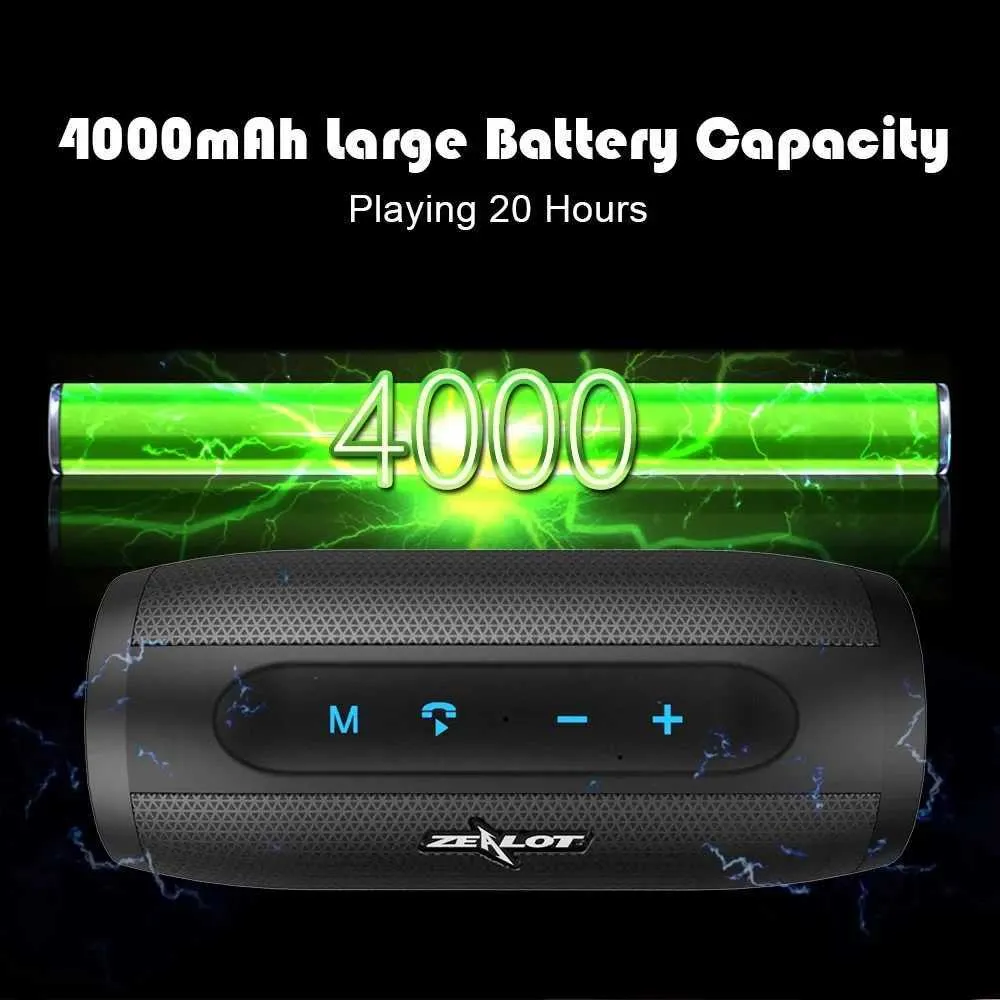 Колонки для сотовых телефонов ZEALOT S16 Беспроводные колонки HIFI Super  Bass Стерео звуковая панель AUX TF-карта Открытая громкая связь для  Bluetooth ...