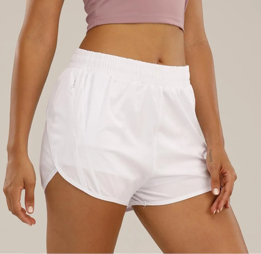 Sommarmärke Kvinnors shorts Yoga Outfits High midjeshorts Träna Blue White Short Pants Fitness Wear Girls Running Elastic Adult Pants Sportwear Tops Kvalitet