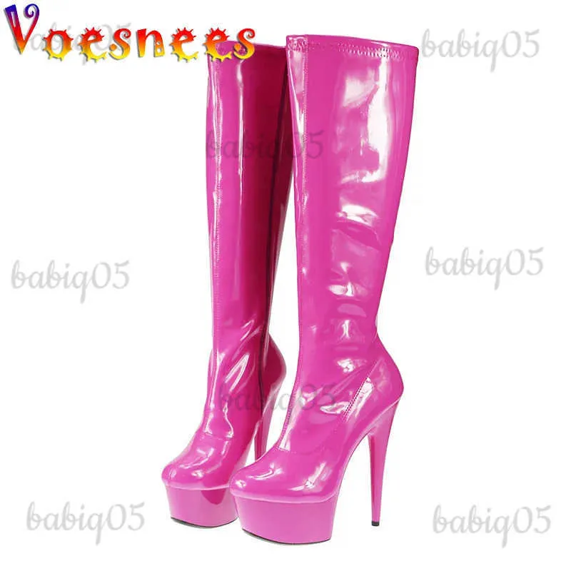 Boots Fashion Pop Candy Color Mid-Calf Boots Side Zipper Waterproof Platform Stiletto Pumps Spring And Autumn Pole Dance Shoes Women T231117