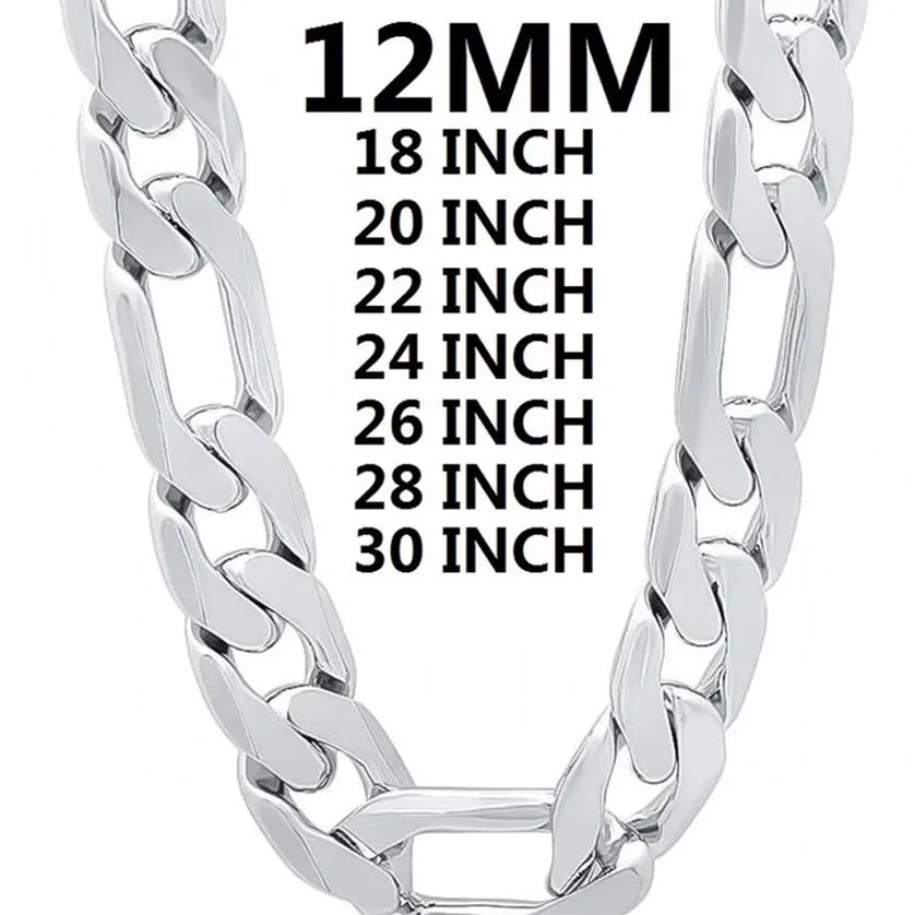 solida collana in argento sterling 925 per uomo classica catena cubana da 12 mm 18-30 pollici fascino gioielli di moda di alta qualità matrimonio 220209235f