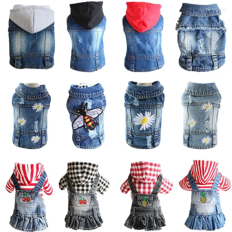 Dog Apparel XS-2XL Pet Clothes Denim Coat Spring Summer Puppy Vest For Chihuahua Yorkies Small Dogs Cool Jeans Jacket Pets Costume
