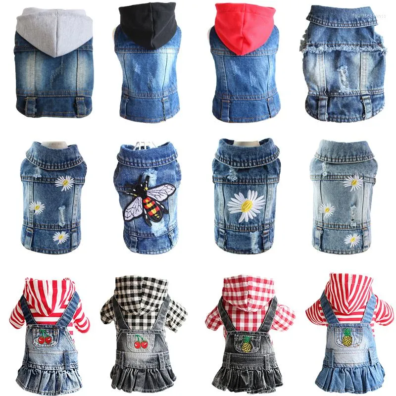 Ropa para perros XS-2XL Ropa para mascotas Abrigo de mezclilla Primavera Verano Chaleco para cachorros para Chihuahua Yorkies Perros pequeños Cool Jeans Chaqueta Traje para mascotas