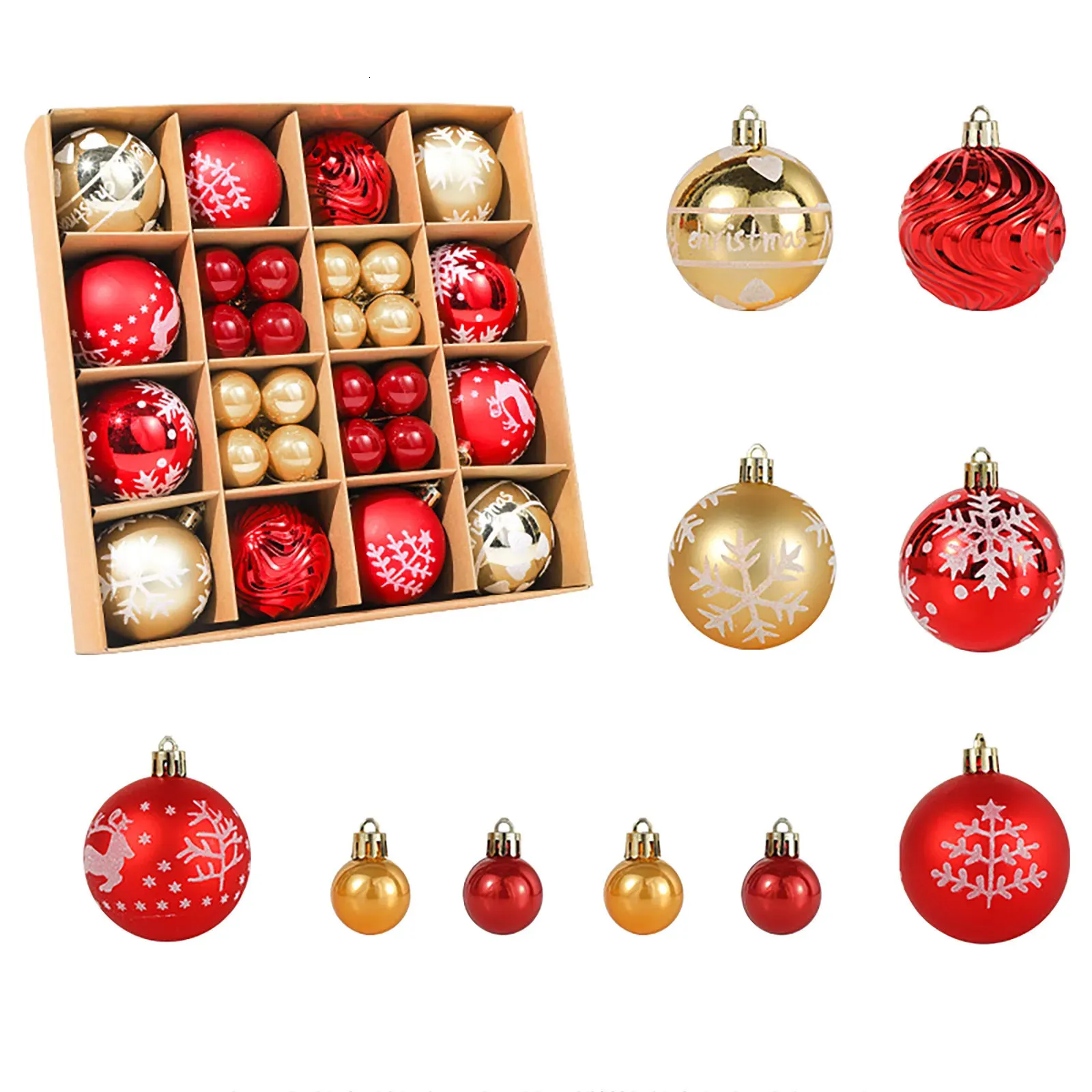 Décorations de Noël 44 pièces boules de noël ornements d'arbre de noël décorations de noël pendentifs année cadeau Noel bolas de navidad boule de noel 231117