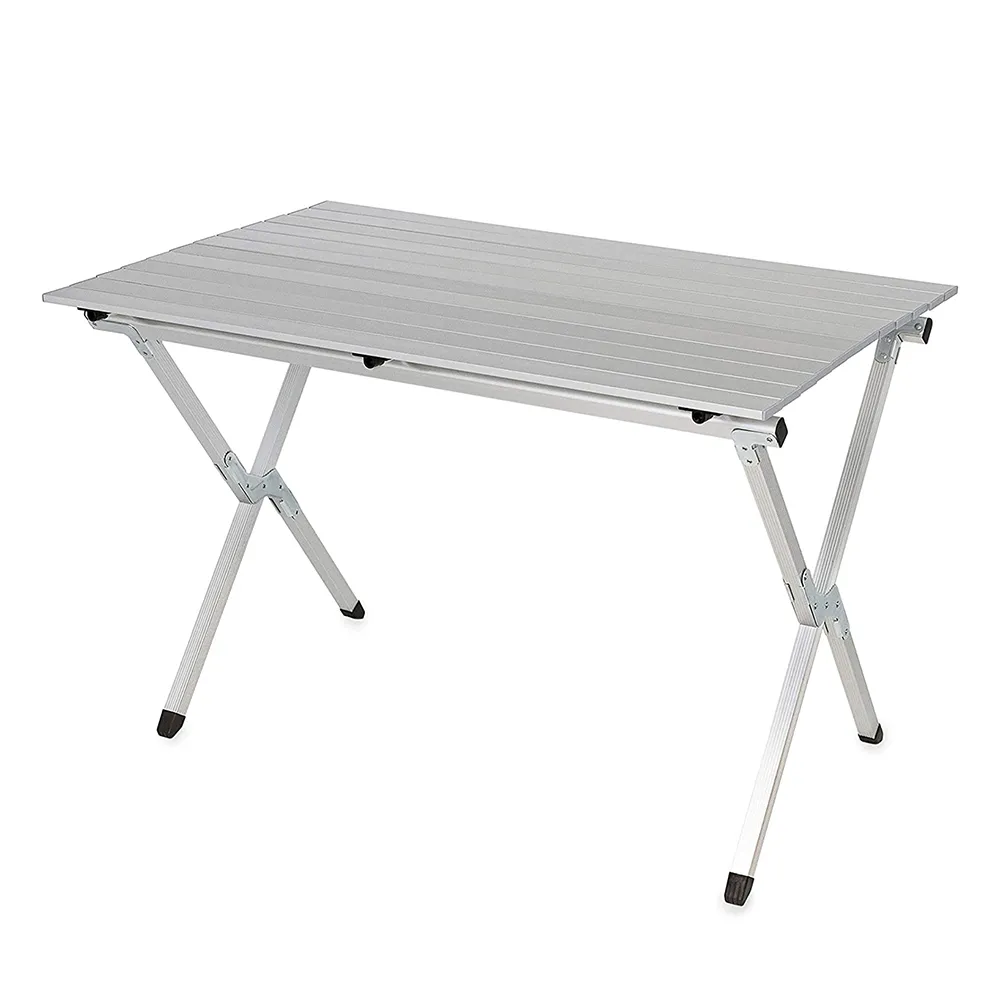 Aluminum Roll-Up Camp Table with Carrying Bag Lightweight Design and Rust