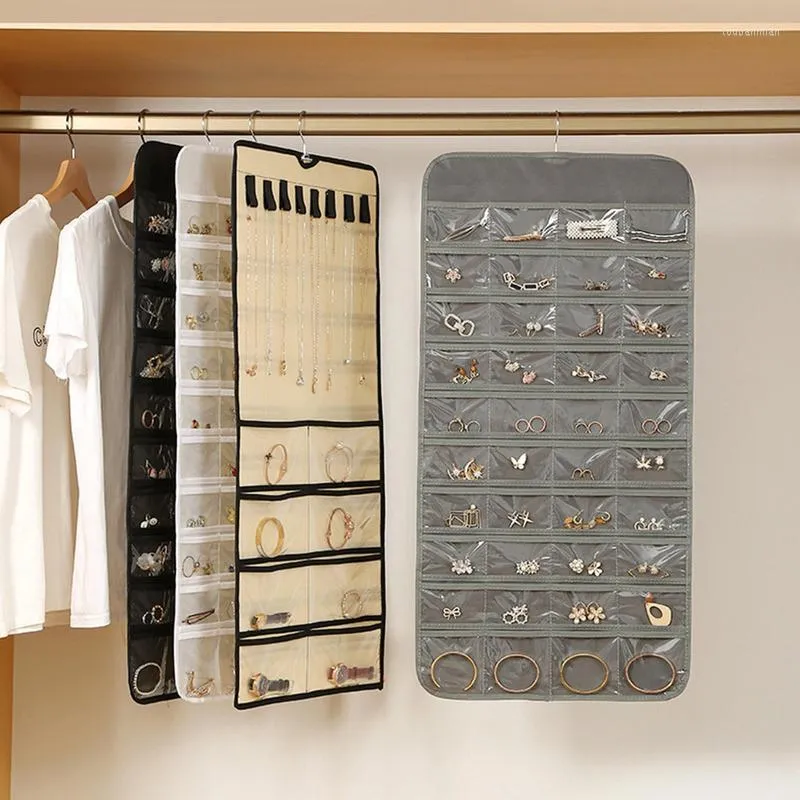 Lagerbeutel Ohrringhalter Organizer Wand Display 48 Taschen doppelseitiger Schmuck für Ohrringe Halsketten Ringe