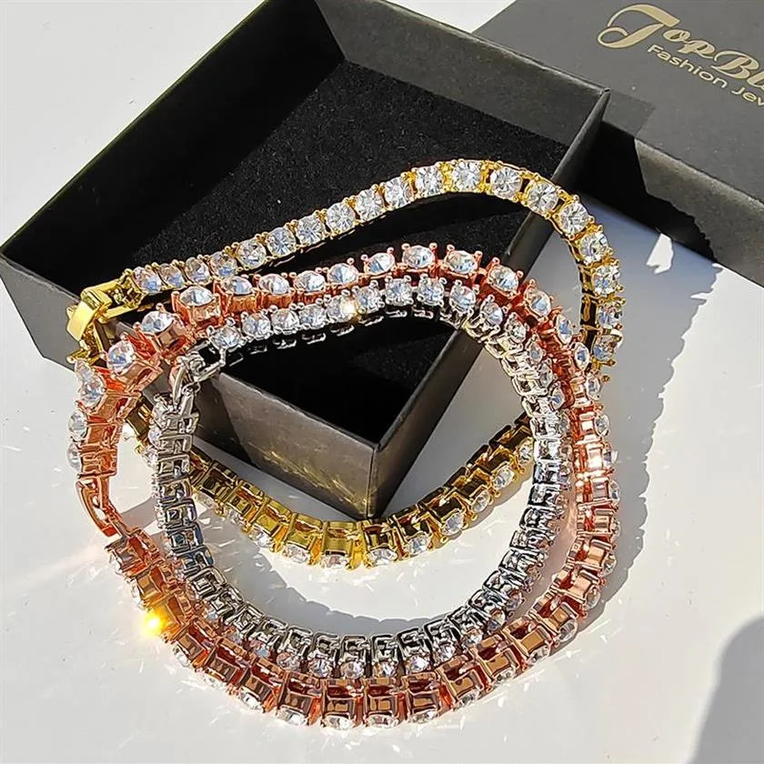 5 мм хип-хоп теннисные браслеты-цепочки с блестящим позолоченным покрытием для мужчин и женщин, ювелирные изделия для вечеринок Gift239B