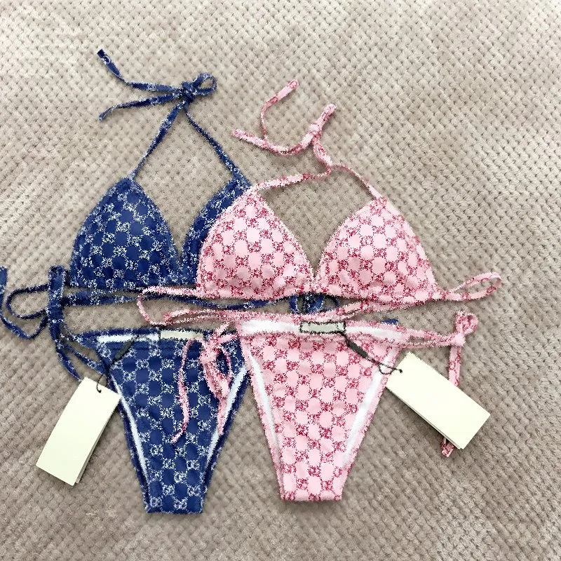 Conjunto de Bikini de encaje picante para mujer, traje de baño de dos piezas, Bikinis, trajes de baño de envío rápido # TL042 2023