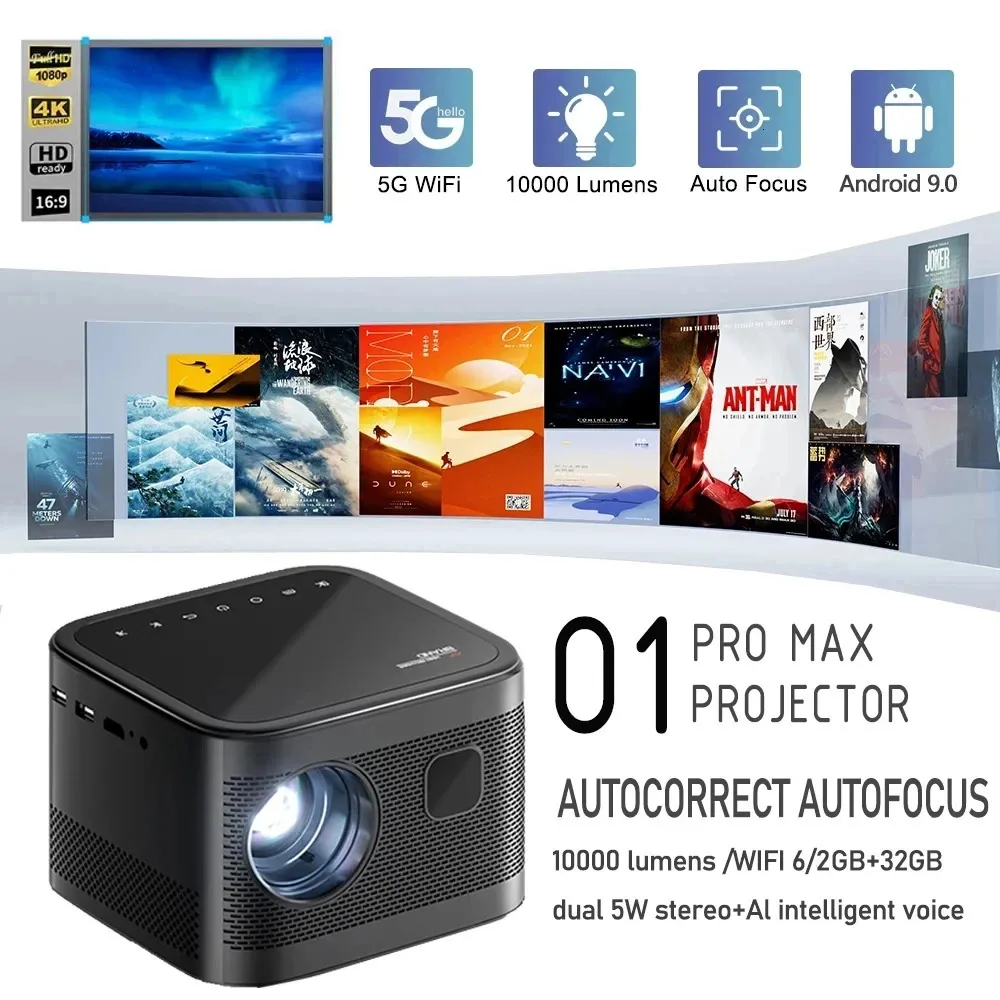 Proyectores LS O1 PRO MAX Proyector Full HD 1080P 5G WIFI Android TV  Teléfono síncrono 10000Lumen Soporte 4K Video Home Cinemar 231117