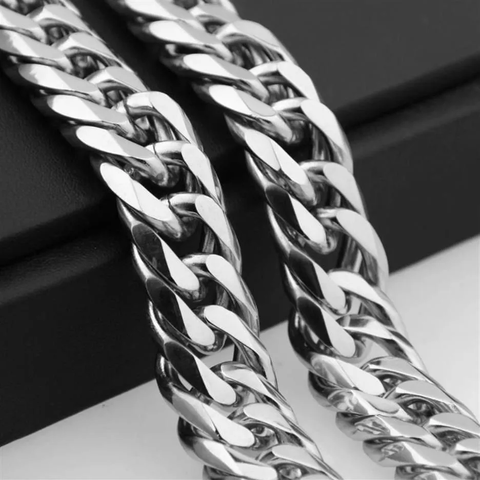 Кубинские цепочки Майами для мужчин, ювелирные изделия в стиле хип-хоп, цельное серебро, толстое массивное ожерелье из нержавеющей стали, 13 мм, 16 мм, 19 мм, 21 мм238t