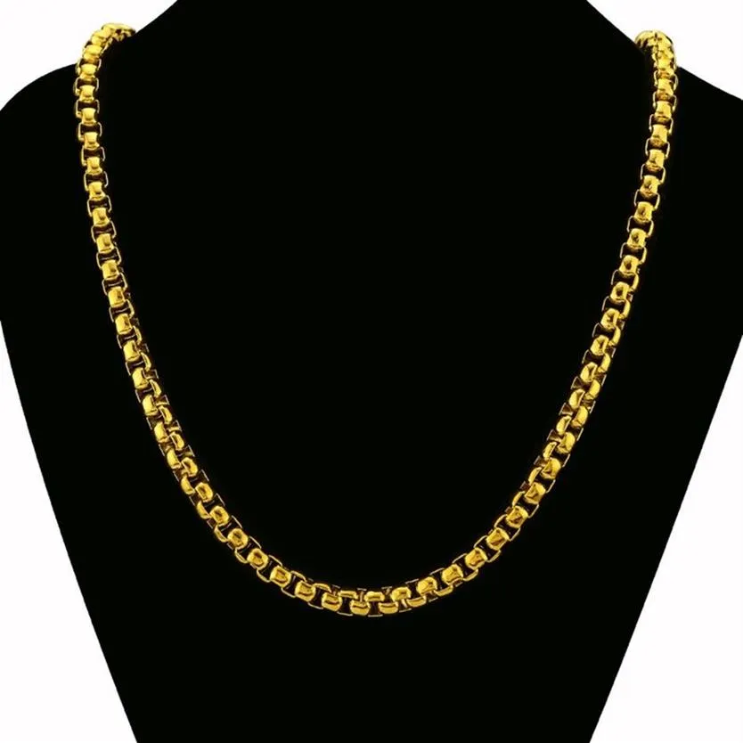 24 długi domineringowy łańcuch męski 18K YELLED GOLD HIP HOP Męs