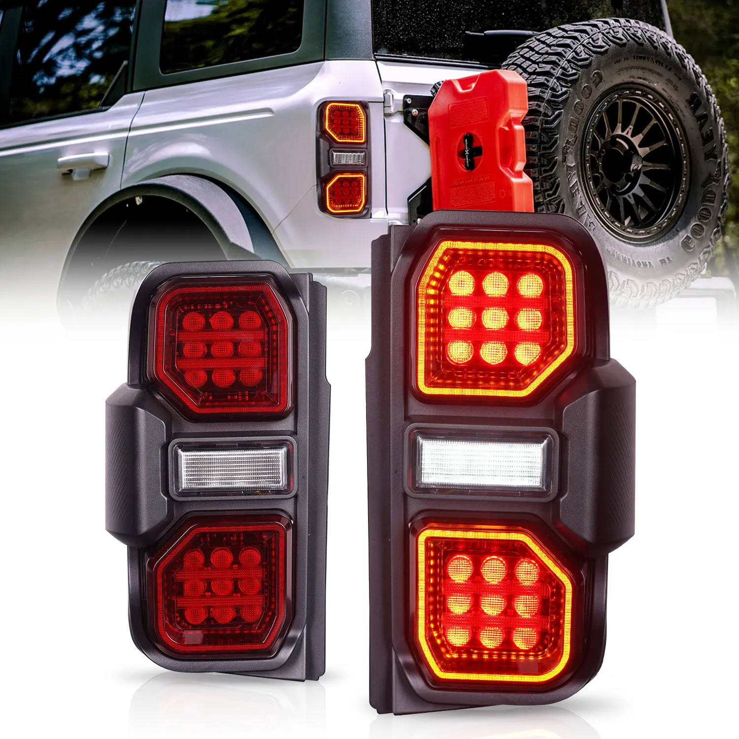 Ford Bronco 2021-2023 Raptor F150 LED Taillight Asselige Off-Road Modified Streamer Turn Turn Signal Taillightsの車のligts