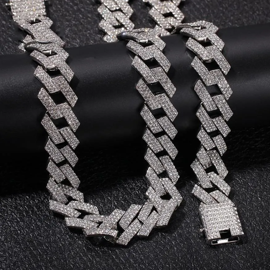 Iced Out Miami Cuban Link Chain Mens Rose Gold Chains Thick Moissanite Chain Necklace Bracelet Fashion Hip Hop Jewelry279M