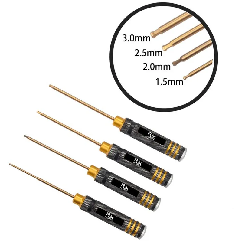 Screwdrivers 4Pcs RJX Hex Ball Tip 1.5 2.0 2.5 3.0mm Screw Driver Pin for FPV RC Models Car Boat Airplane 230417