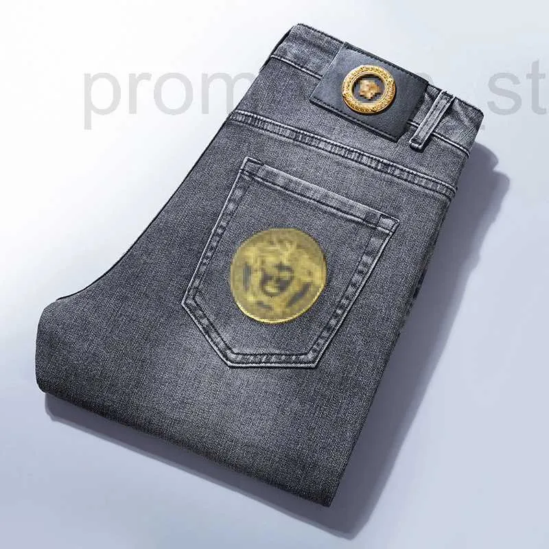 Jeans Designer de jeans Marca de moda europeia calça jeans cinza de ponta, primavera e verão elástico casual slim fit nine pernas de luxo masculino de luxo de luxo 8t8r