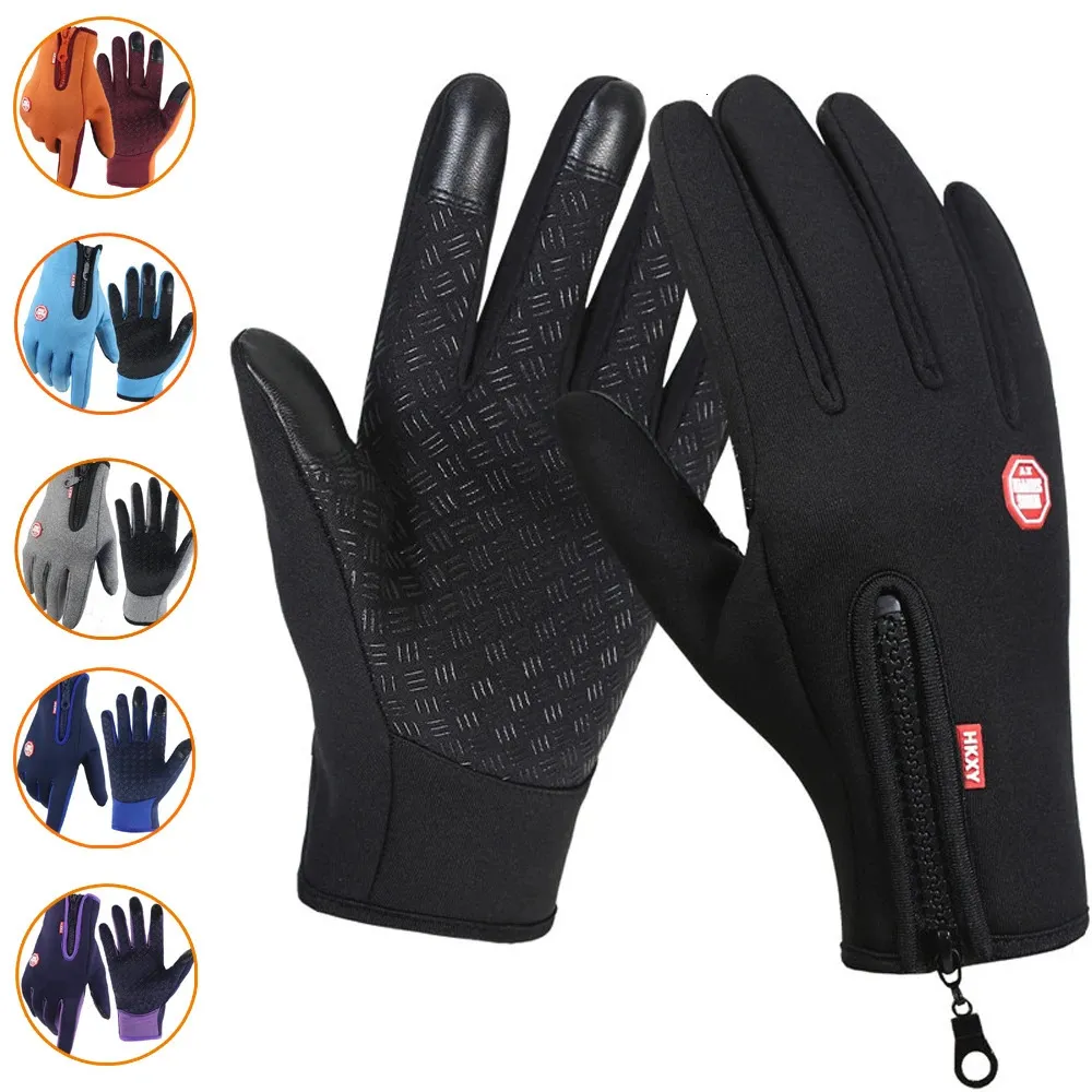 Gants de sport Gants de vélo d'hiver chaleur écran tactile tous les doigts imperméables vélos de plein air ski pêche moto équitation 231117