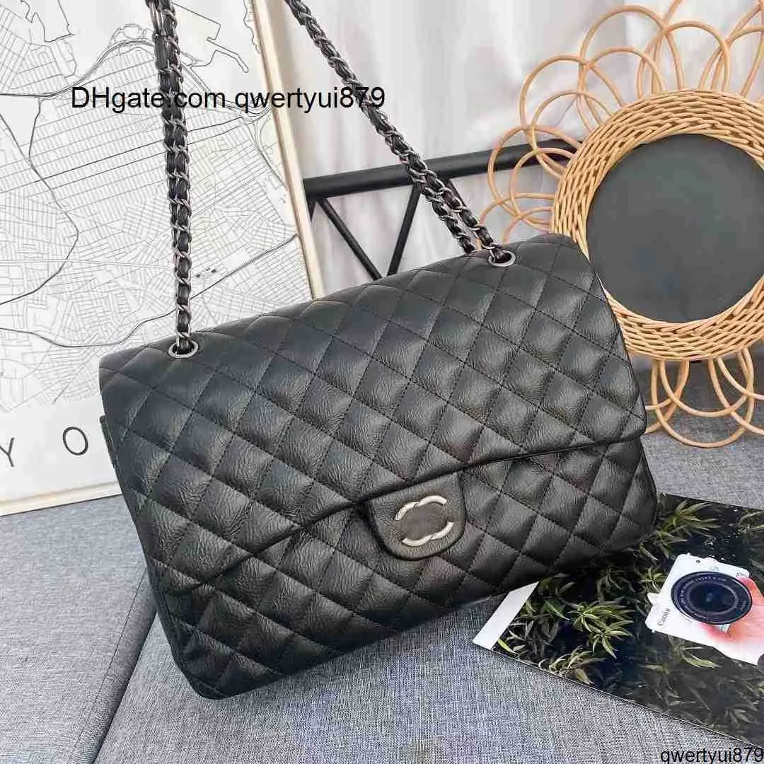 Qwertyui879 Designer Sacs Classique Double Rabats Bandoulière Chaînes Sacs À Main Sacs Femmes Mode Marque De Luxe Portefeuille Hanbags Grande Capacité Sac À Bandoulière 35cm