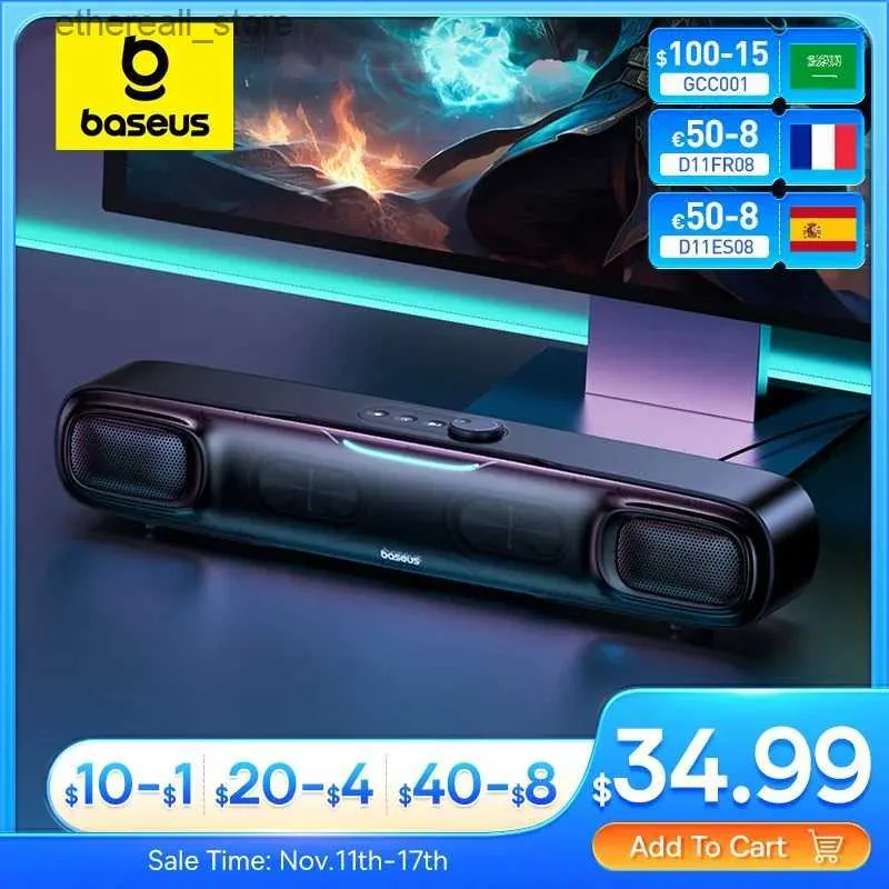 Altoparlanti per telefoni cellulari Baseus DS10 Mini altoparlante soundbar da scrivania Bluetooth 5.3 Audio a tripla modalità Paesaggio sonoro 3D Subwoofer surroundScatola audio per PC portatile Q231117