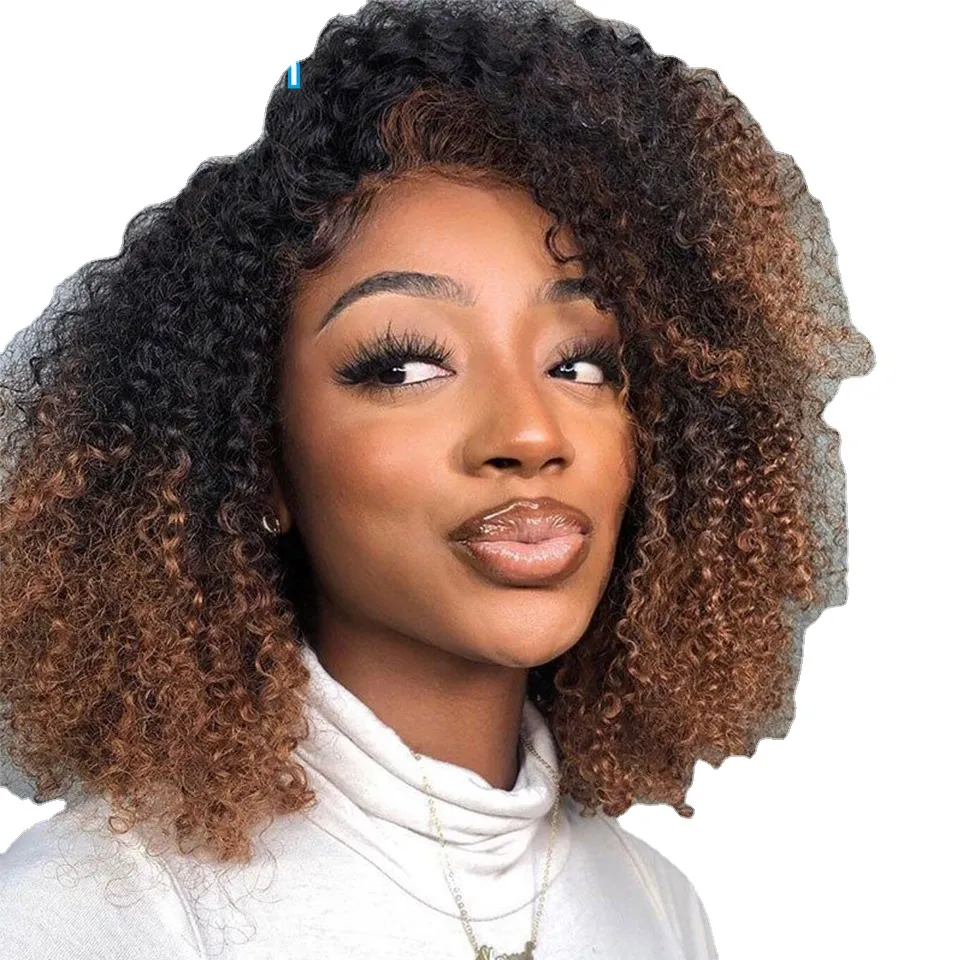Natural Brazilian Remy Uwinshair Curly Wigs Ombre Blonde Kinky