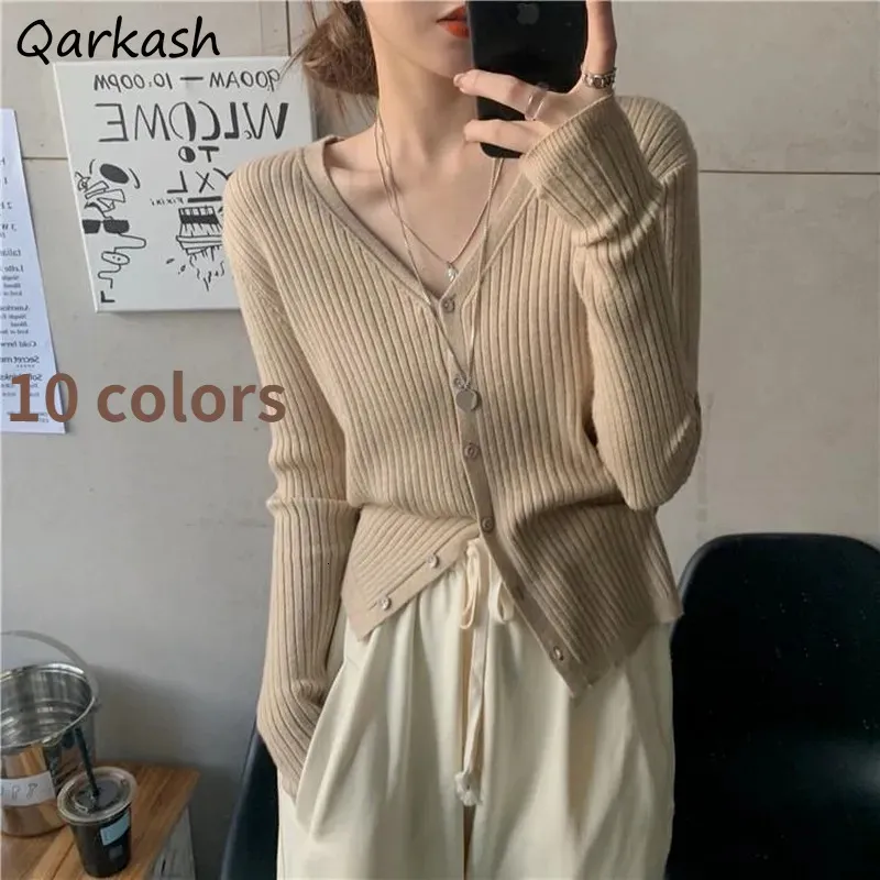 Women's Sweaters Cardigan Women Sweater Summer S-3XL Solid Simple All-match Single Breasted 10 Colors Elegant Comfortable V-neck Slim Stretchy 231117