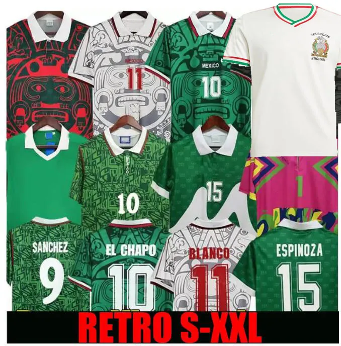 Retro 70 Mexico 1985 Blanco Soccer Jersey 86 94 98 2006 Hernandez H.Sanchez Football Shirt Luis Garcia Campos Ancient Maillot Marquez 2010