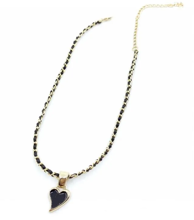 Girocolli di design Collane girocollo per donna Gioielli di lusso Pelle Cuore nero Corda di rame Accessori per collana in oro Donna per feste con diamanti