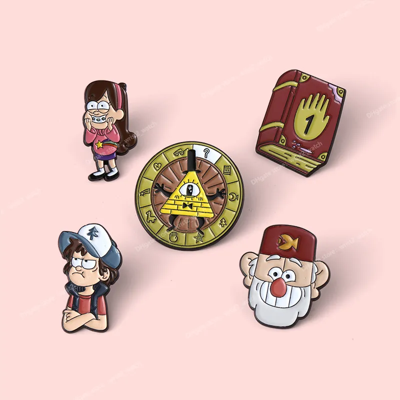 Anime Boy Girl Enamel Pins Badge Magic Book Roulette Brooche Cartoon Backpacks Lapel Pin Jewelry Gift for Fans Friends Wholesale Fashion JewelryBrooches enamel