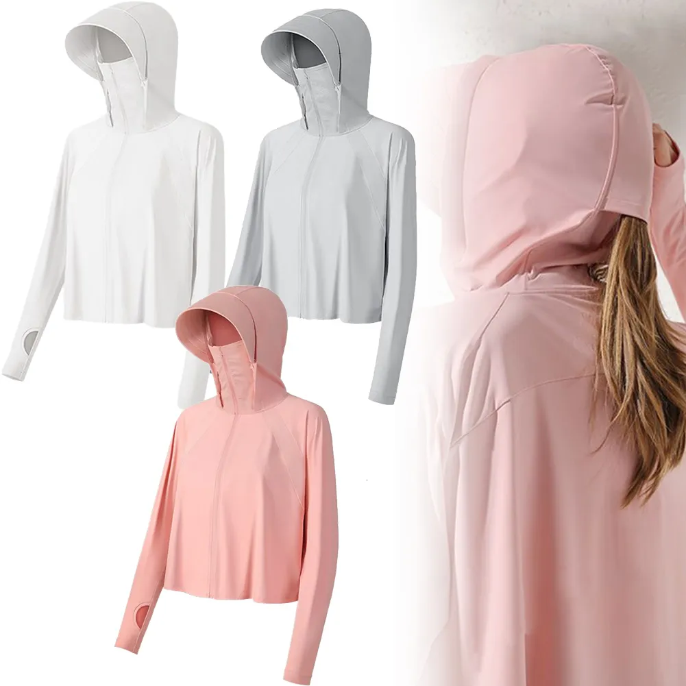 Vestes pour femmes Femmes Vêtements de protection solaire en plein air Masque à capuche Résistant aux ultraviolets Respirant Mince Vêtements de protection solaire à séchage rapide 230417