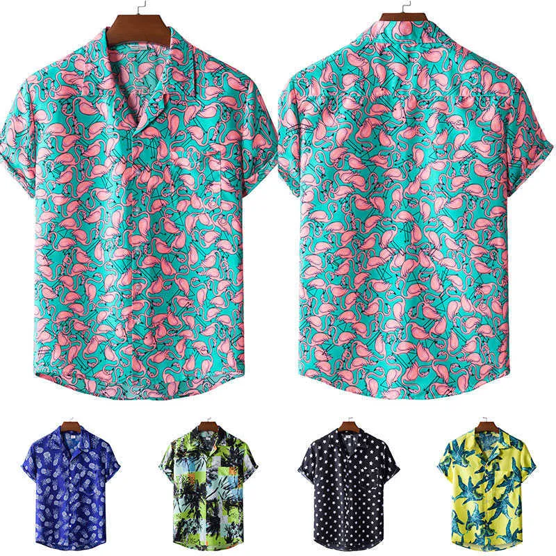 Men's Casual Shirts 2022 New Fashion Mens Haiian Summer Shirt Printed Short Sleeve Big Us Size Haii Flower Beach Floral Patterns For Male J230417