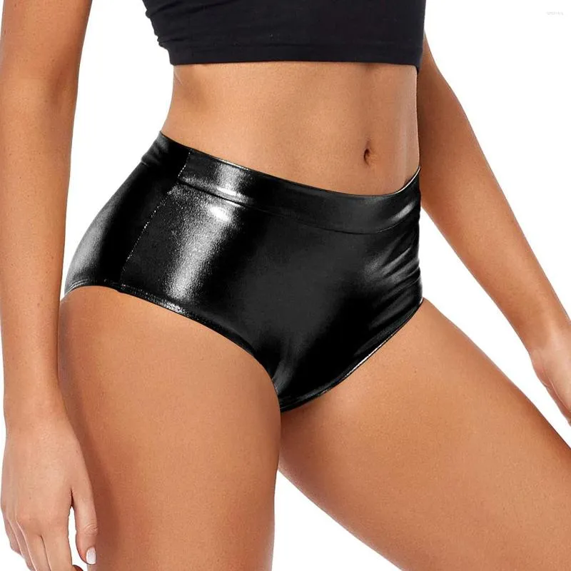 Women's Shorts Womens Sexy Metallic Cheer High Waisted Booty Shiny Cheeky Dance Festival Rave Bottoms For Stage Performance Clubwear