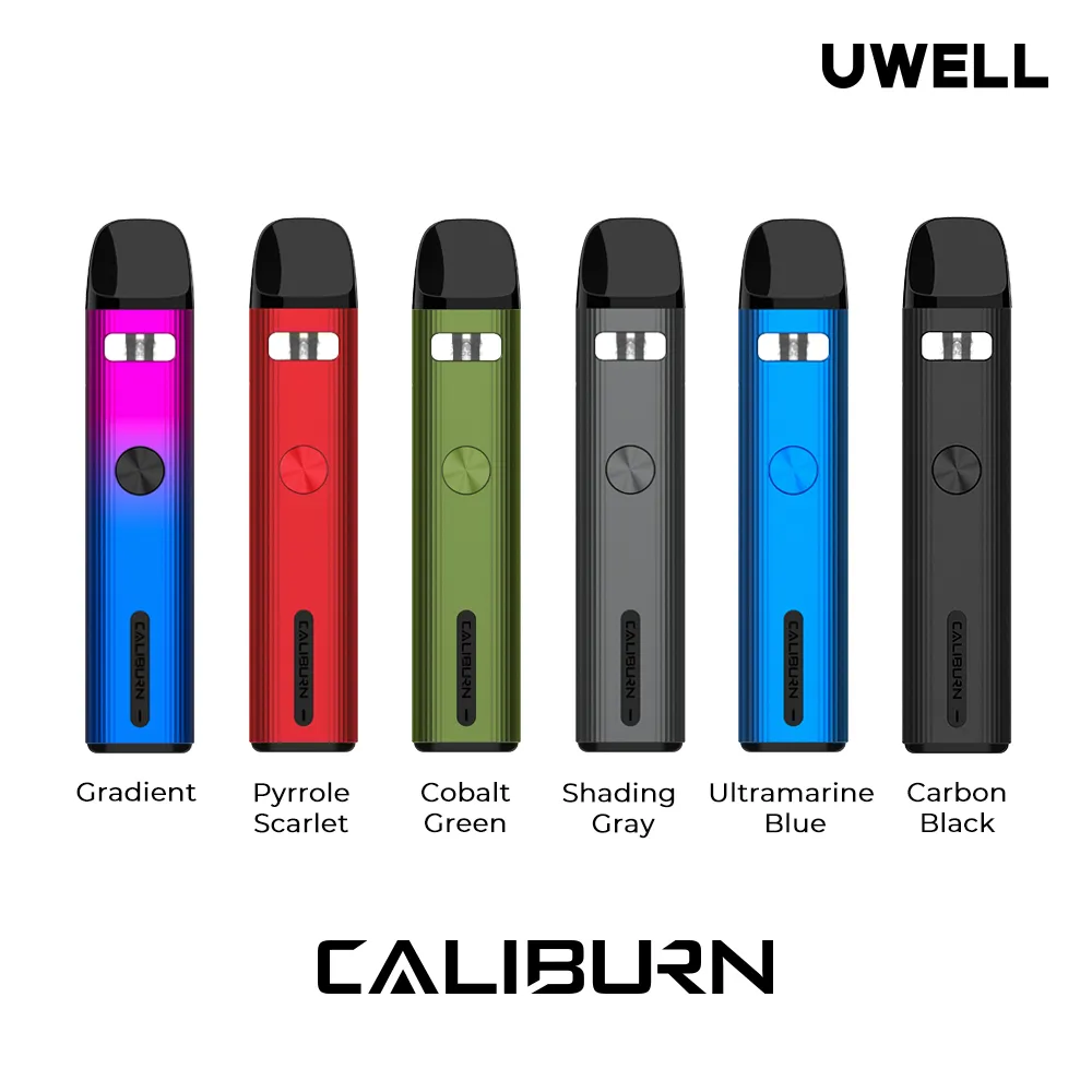 2ml 카트리지 Caliburn G / G2 Meshed-H 1.2ohm / 0.8ohm 코일 vaping 전자 담배 증발기 정통 Uwell Caliburn G2 포드 키트 750mah 배터리 18W