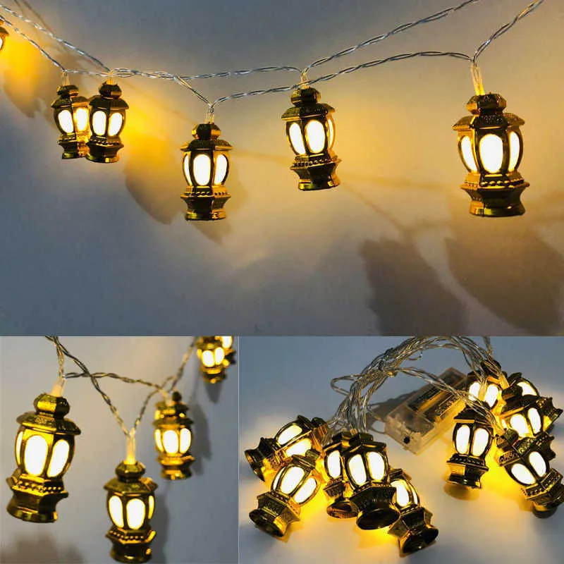 LED Strings Eid Mubarak Lantern LED LED Lights Kurtynaty Lampa Ramadan Dekoracje na domowe bajki