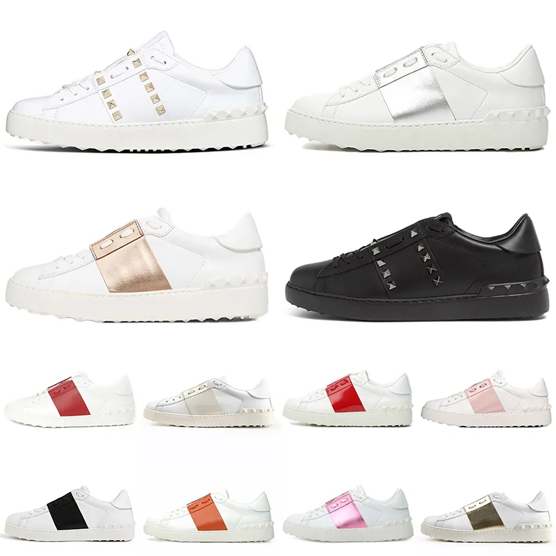 Open Trainer Femmes Hommes Casual Designer Chaussures Ouvre Blanc Noir Rose Rose Argent Luxe Casual Cuir De Veau Plate-Forme Baskets Denim Plat Formateurs Taille 35-46