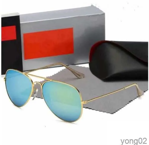 Designer 3025R Solglasögon för män Rale Ban Glasses Woman UV400 Protection Shades Real Glass Lens Gold Metal Frame Driving Fishing Sunnies With Original Box