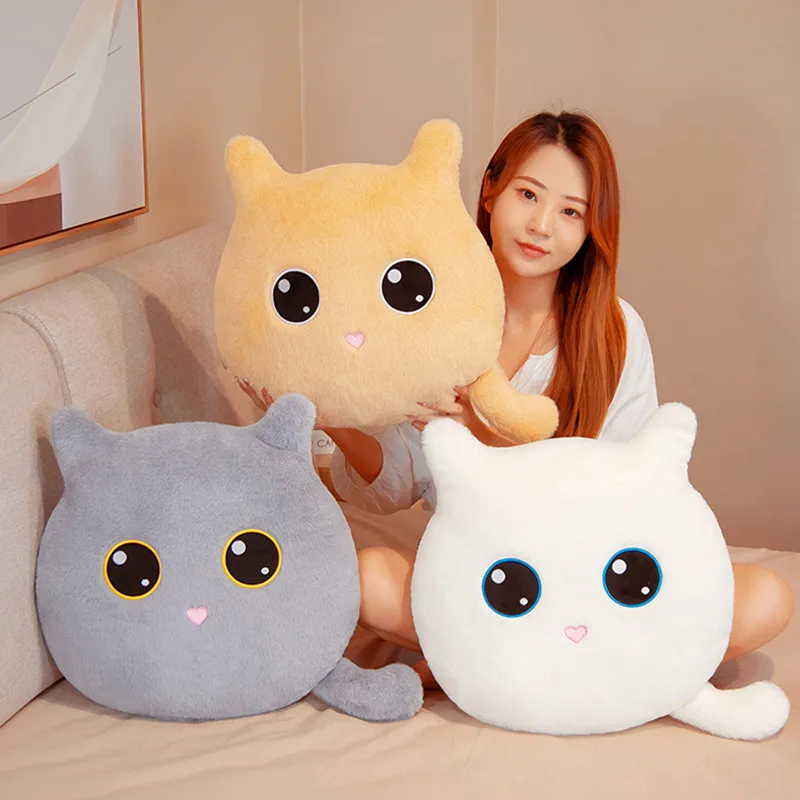 Plush Pillows & Cushions Japanese style cat throw pillow cute black cat white cat plush toy doll office sofa cushion