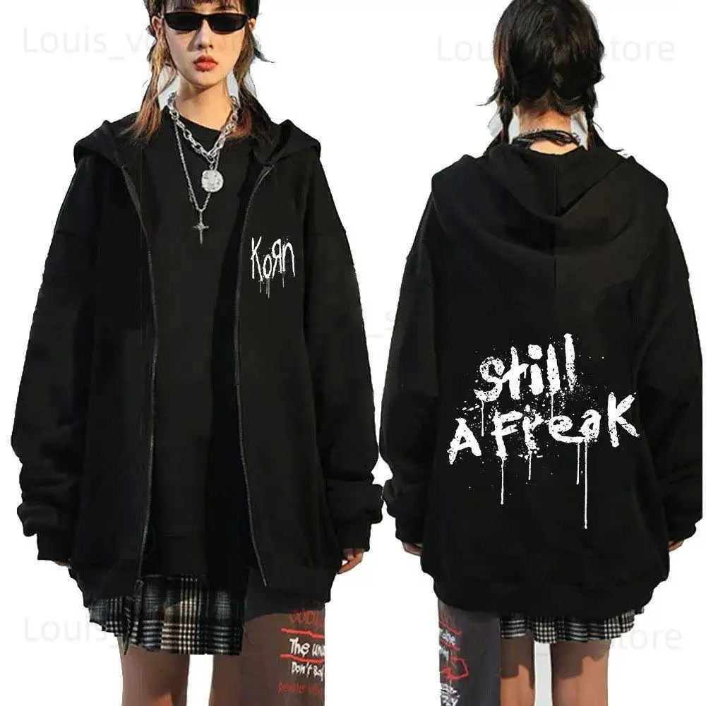 Men's Hoodies Sweatshirts Korn Rock Band WORLD TOUR Zipper Jackets Metal Music Men's Hoodies Oversized Hip Hop Streetwear Zip Up Sweatshirts Punk Y2K Tops T231117