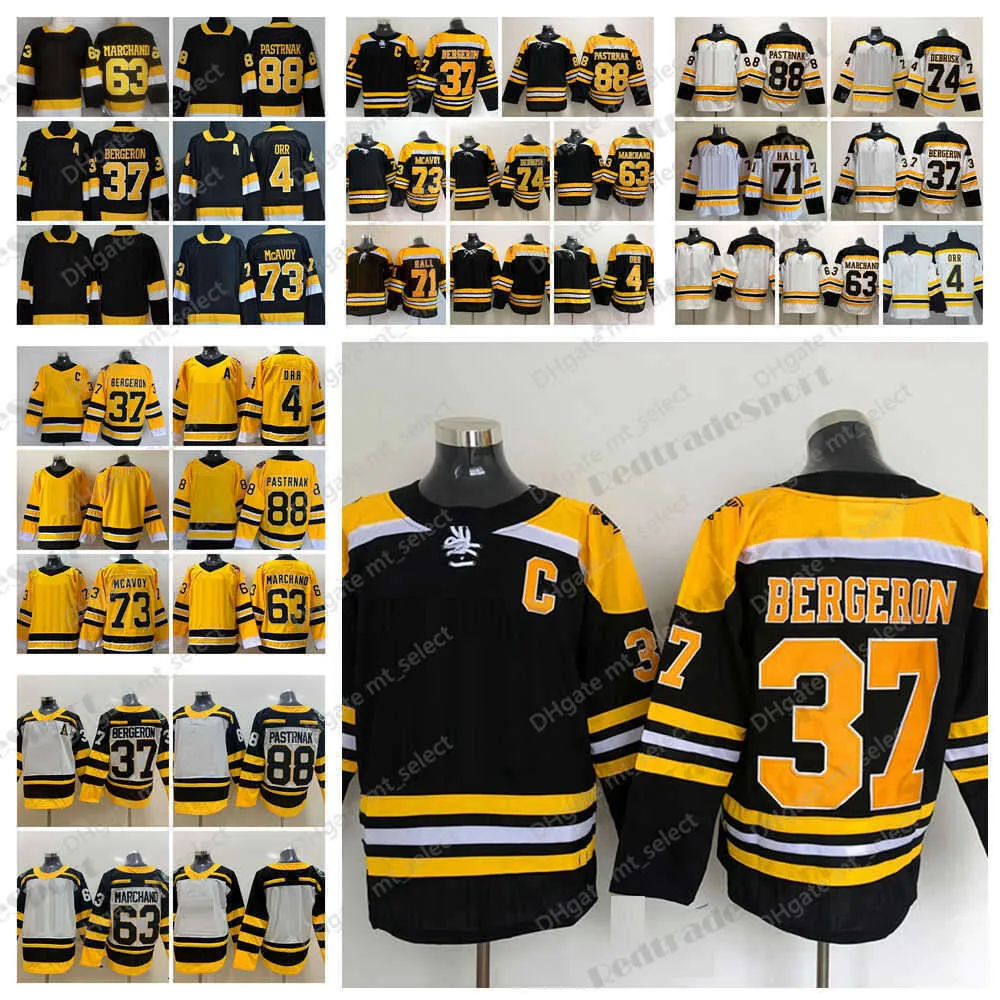 2021 Reverse Retro 88 David Pastrnak hóquei''nHl'' Jerseys Amarelo 63 Brad Marchand 73 McAvoy 74 Jake DeBrusk 4 Bobby Orr Clássico 37 Patrice