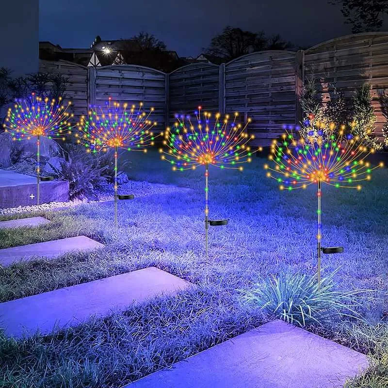 LED -strängar 90/120/150 LED Solar Outdoor Lights Garland Solar Firework Christmas Lights Natal Ramadan Decoration 2023 Wedding Decor New Year P230414