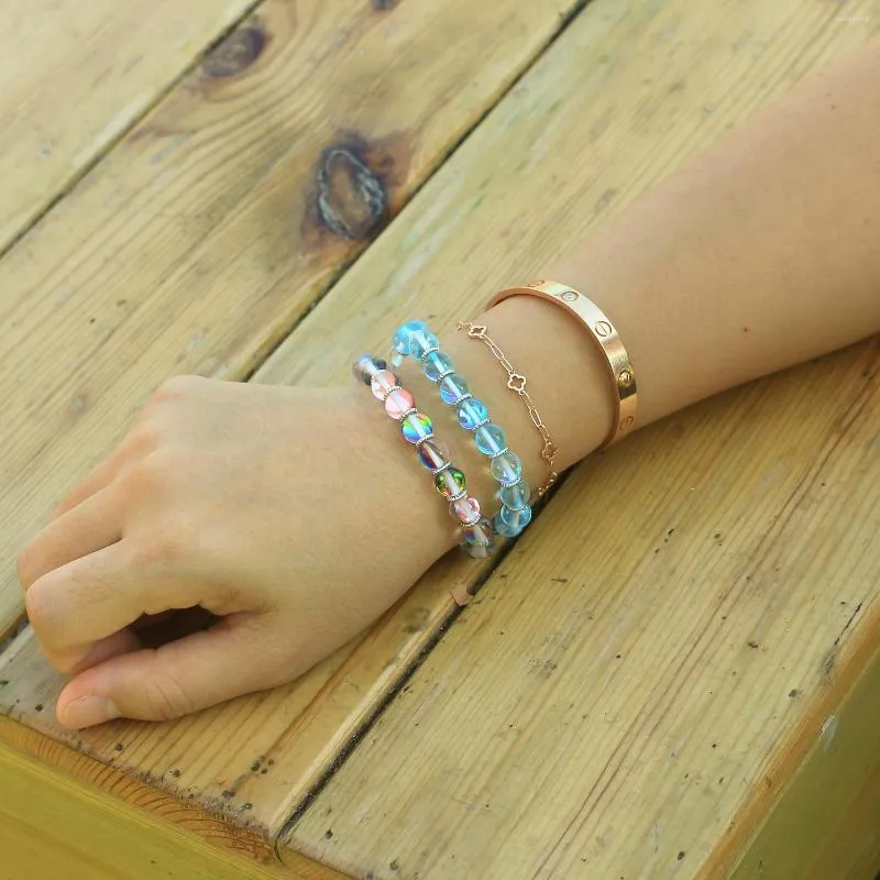 Strand Kelitch Shinning Moonstone Stretch Bracelets Kolorowe z koraliki Kobiety Kobiety Stack Beac Friendship Jewelry