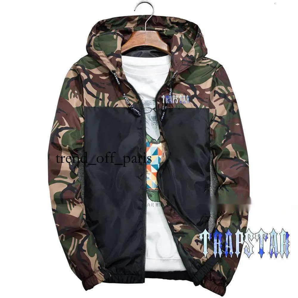 Trapstar London hommes manches longues épissage Camouflage coupe-vent vestes sport mince fermeture éclair sweats à capuche manteaux vêtements 220926 255 880